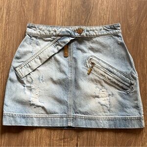 Justcavalli Distressed Mini Denim Skirt